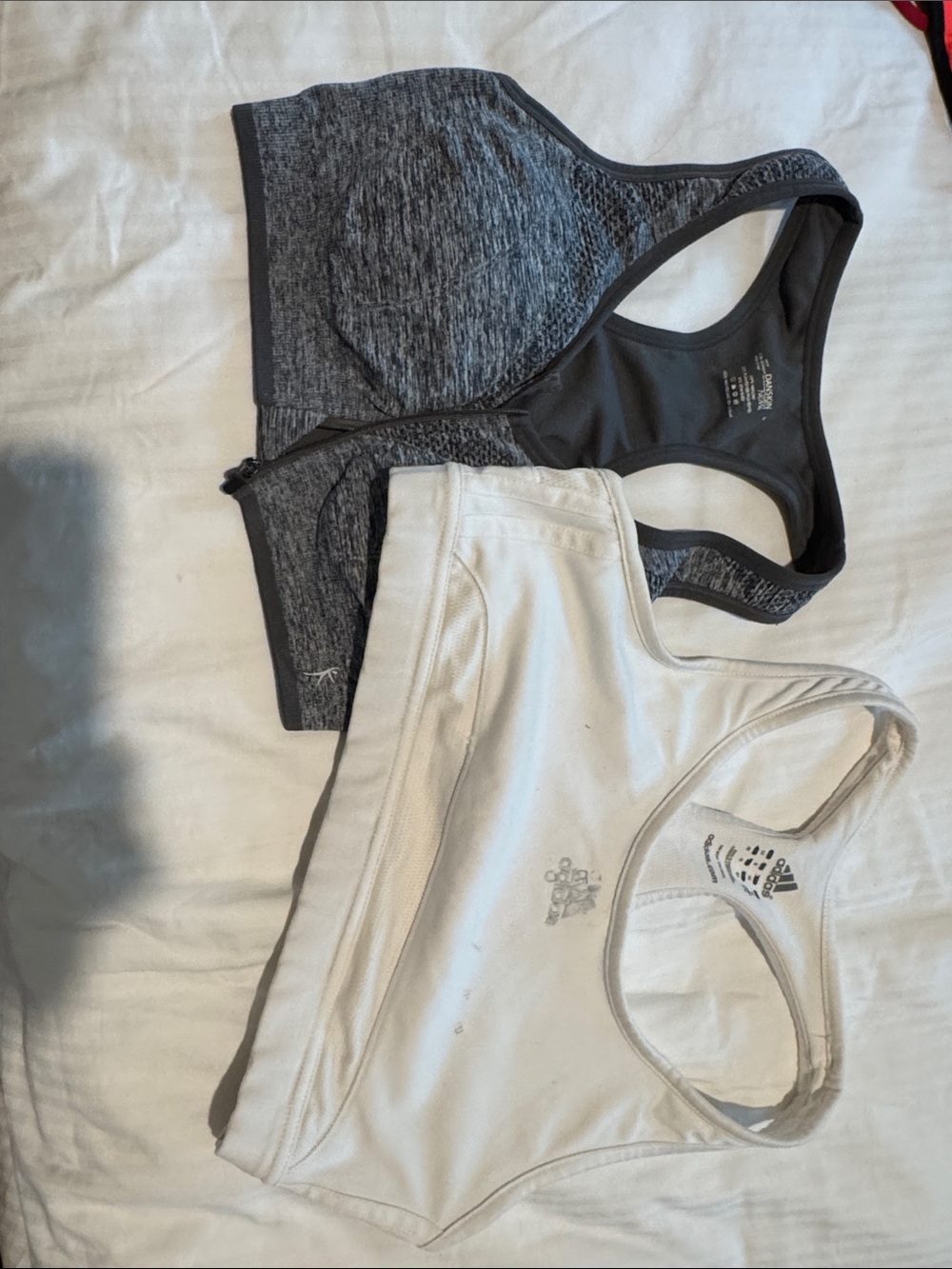 adidas Two-Pack Racerback Sports Bras in white and Gray danskin M